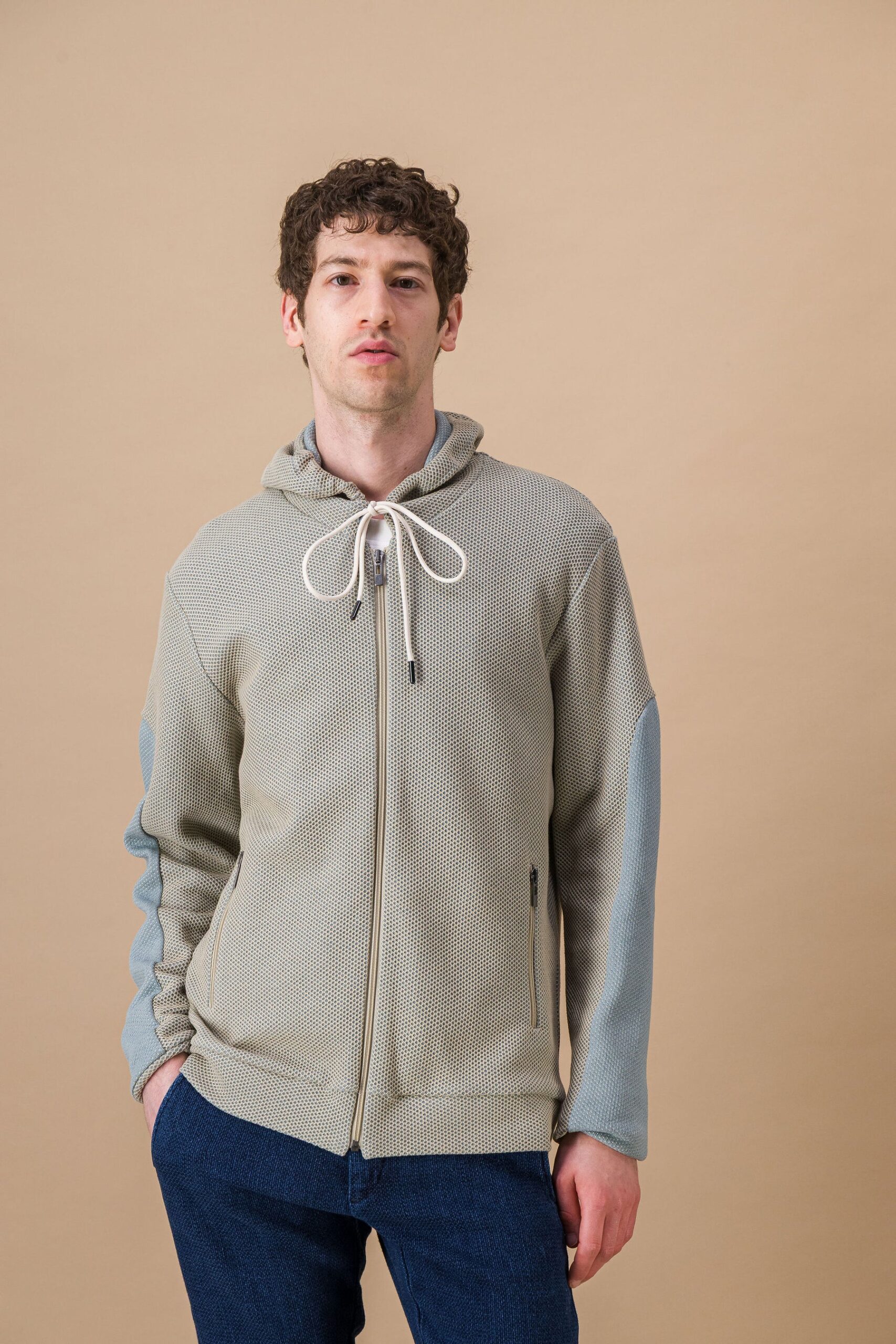 Hoodie Sweat in honeycomb weave cotton