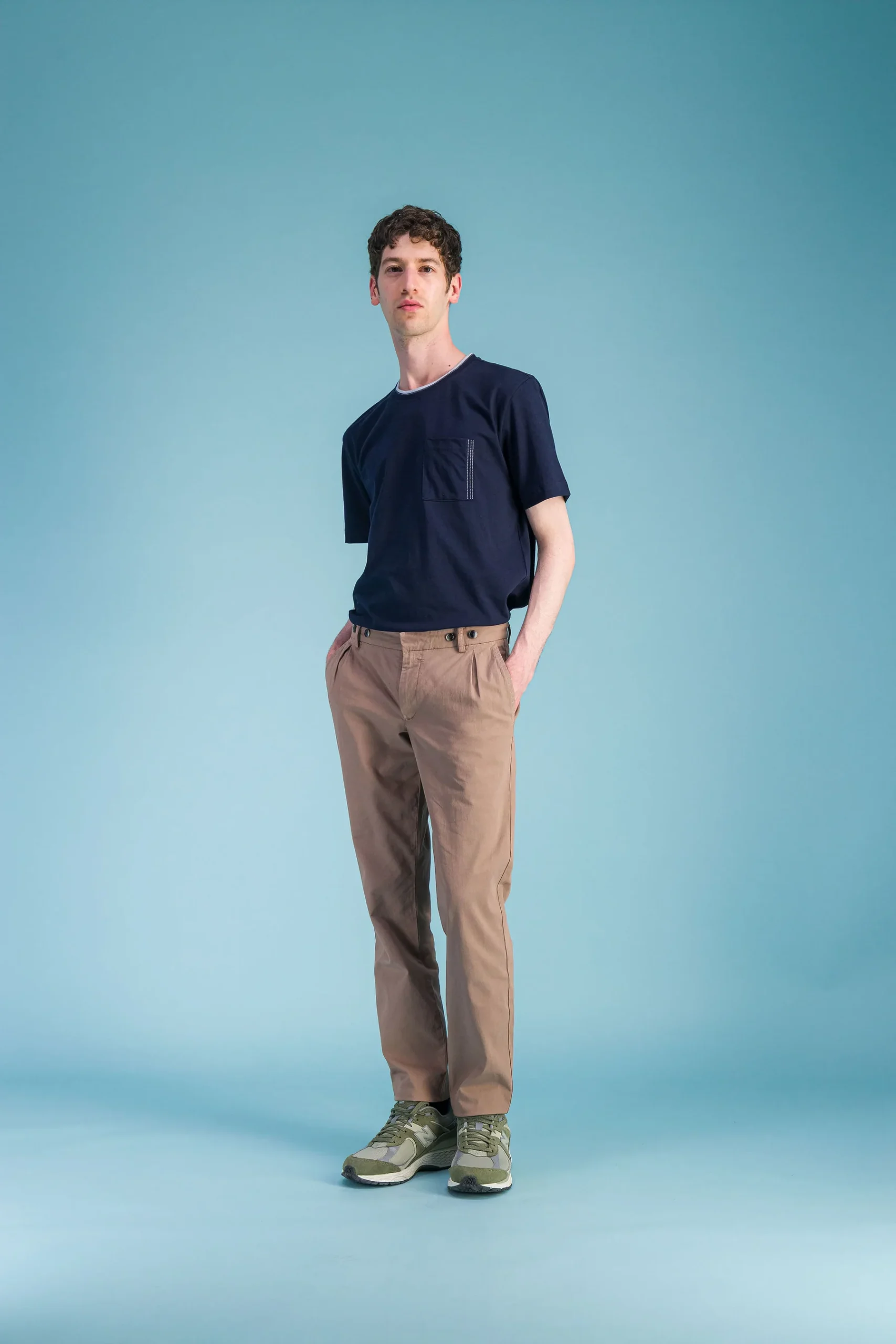 Khaki Darted Organic Cotton City Trousers Men – JAGVI - Image 2