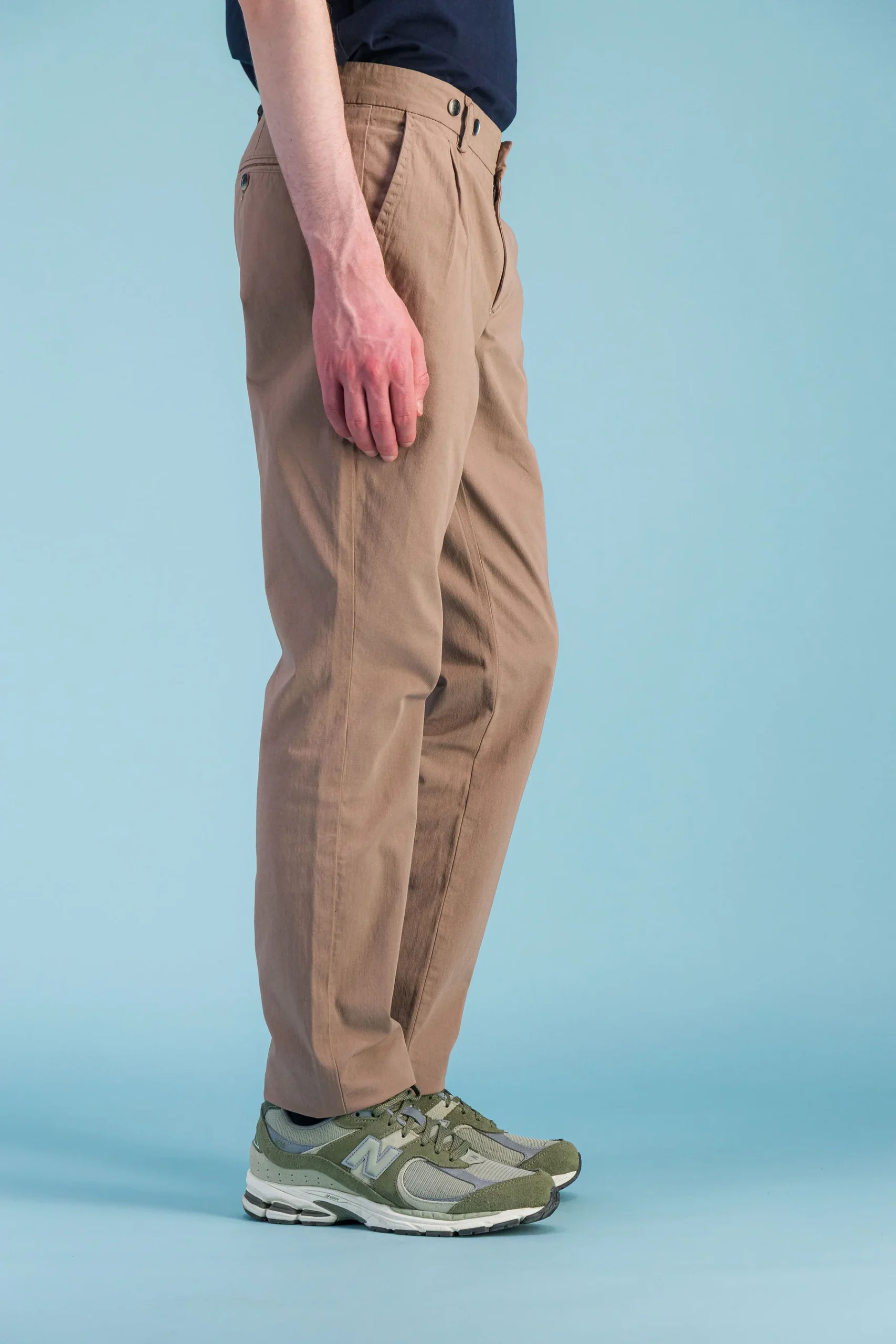Khaki Darted Organic Cotton City Trousers Men – JAGVI - Image 3