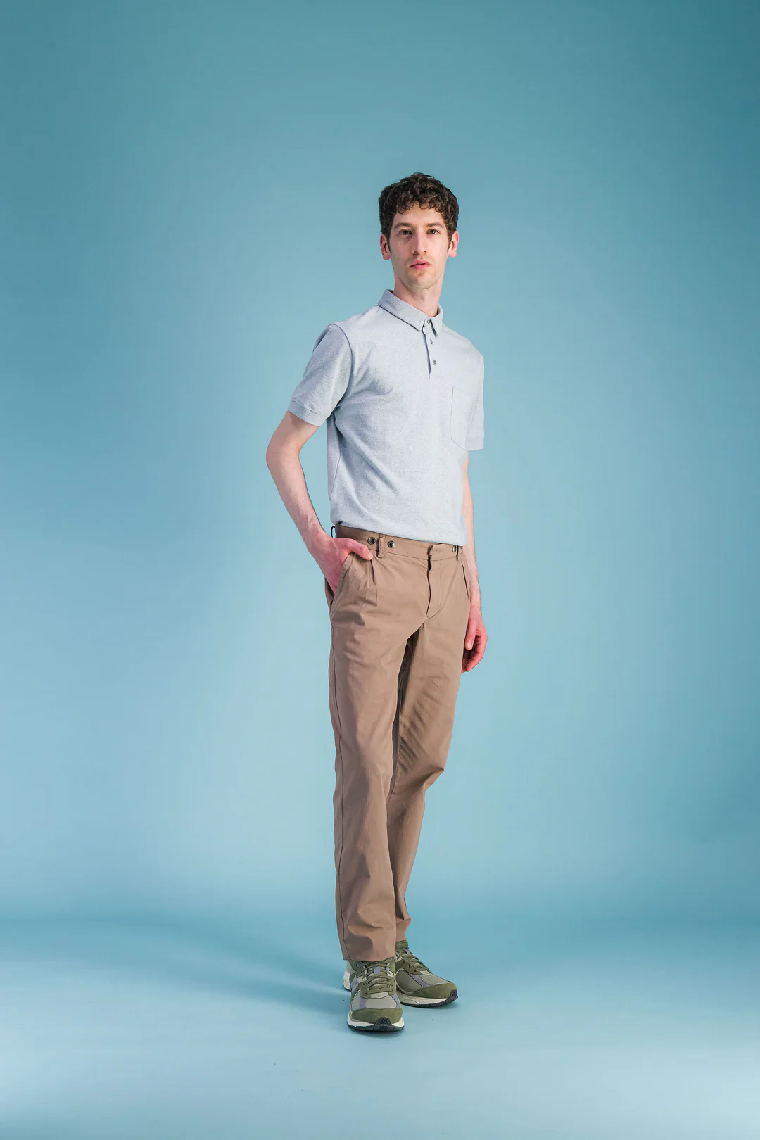 Mottled Navy Japanese Organic Cotton Polo Shirt Men – JAGVI - Image 2