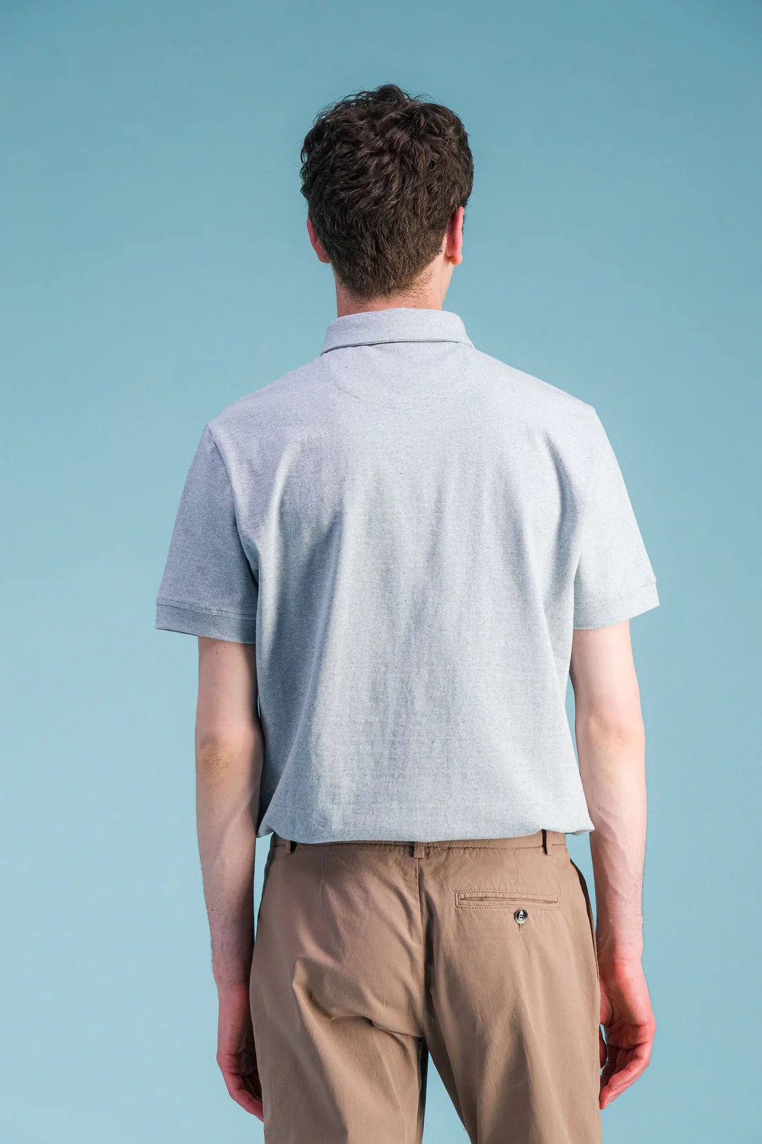 Mottled Navy Japanese Organic Cotton Polo Shirt Men – JAGVI - Image 3