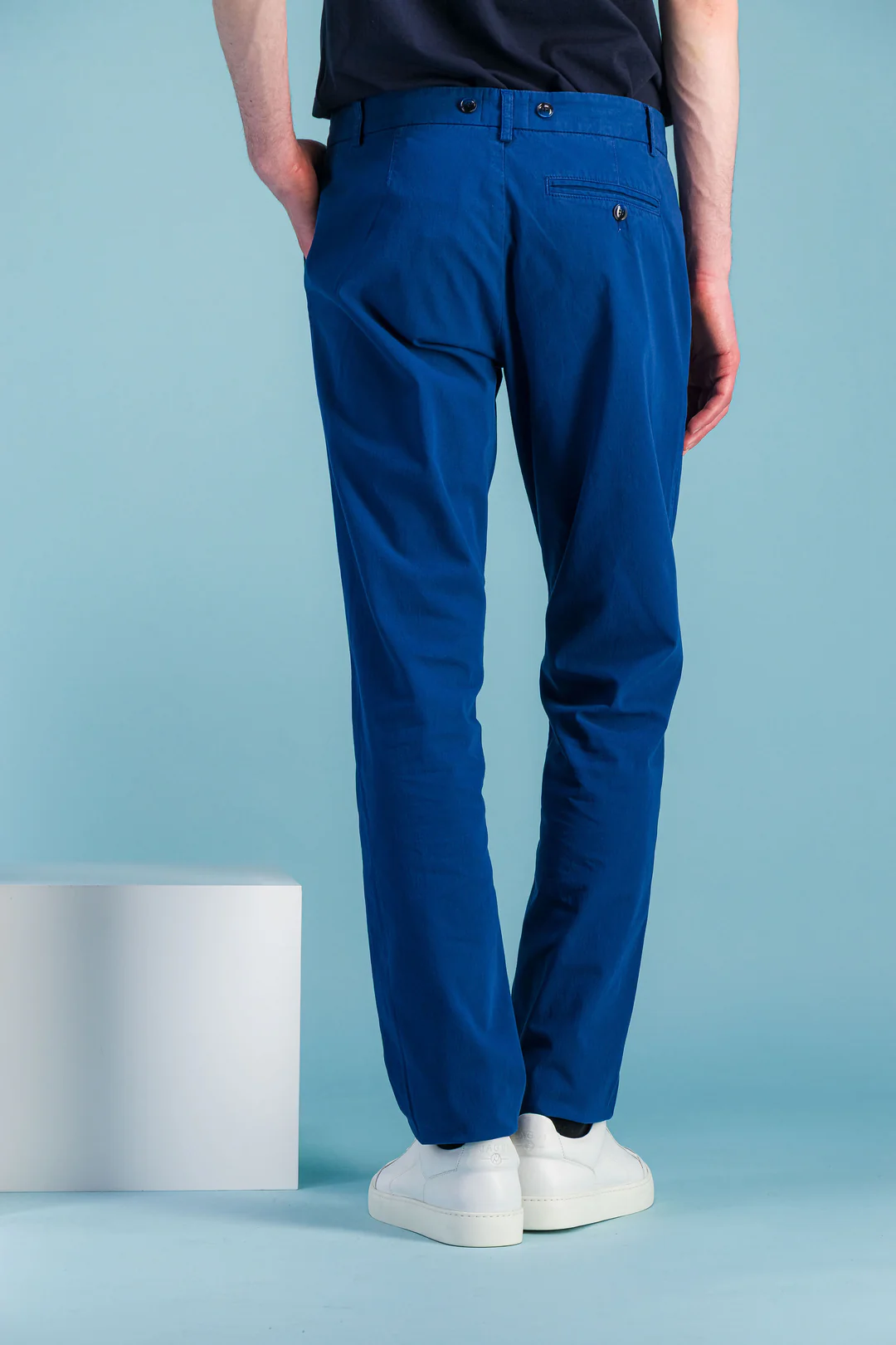 Blue Darted Organic Cotton City Trousers Men – JAGVI - Image 4