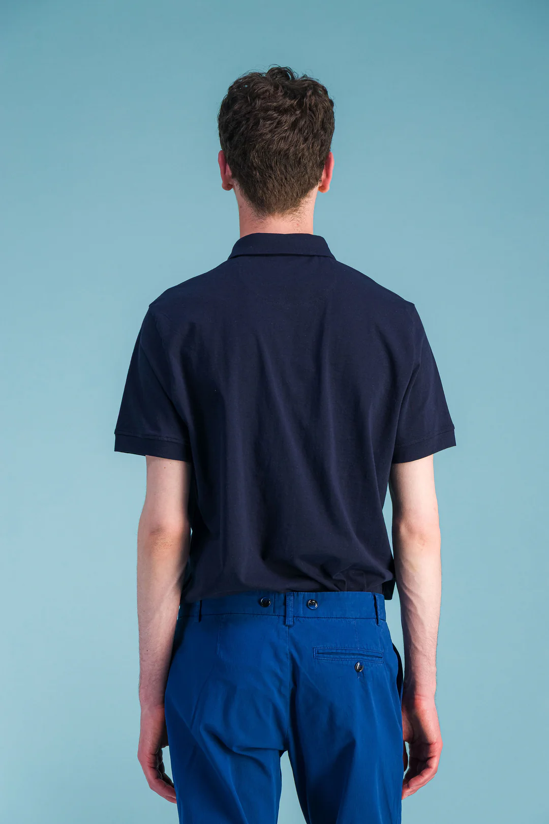 Navy Japanese Pima Organic Cotton Polo Shirt Men – JAGVI - Image 3