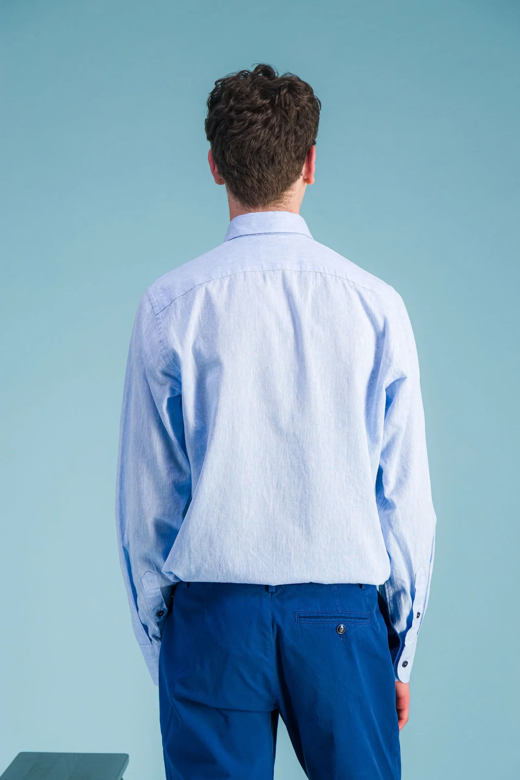 Heather Sky Blue Italian Linen Shirt Men - JAGVI - Image 3