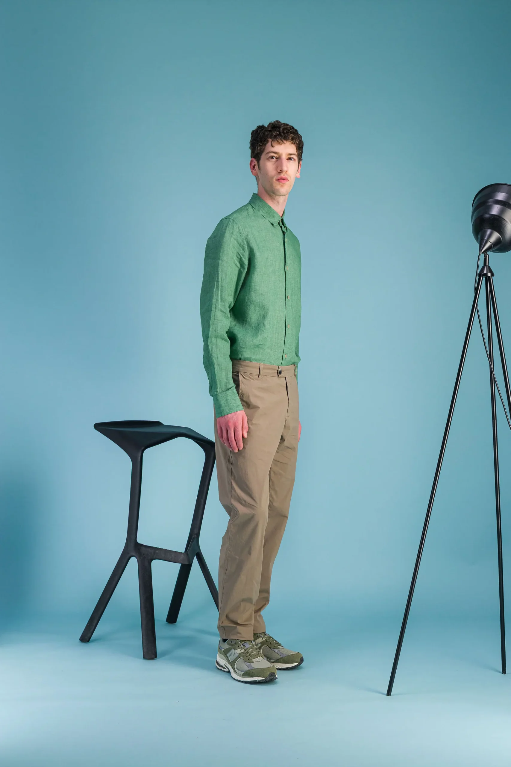 Mottled Green French Linen Shirt Men – JAGVI - Image 3