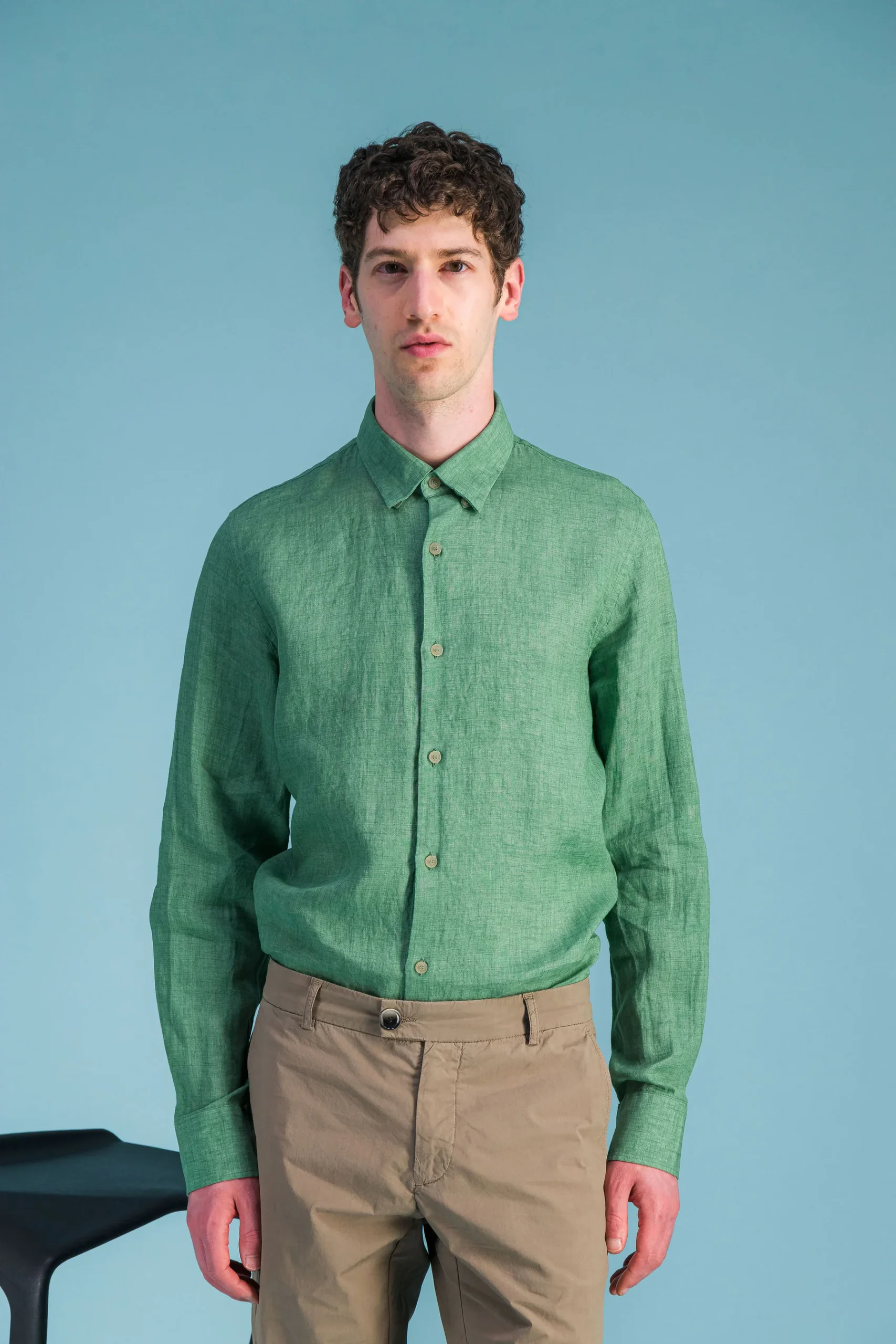 Mottled Green French Linen Shirt Men – JAGVI