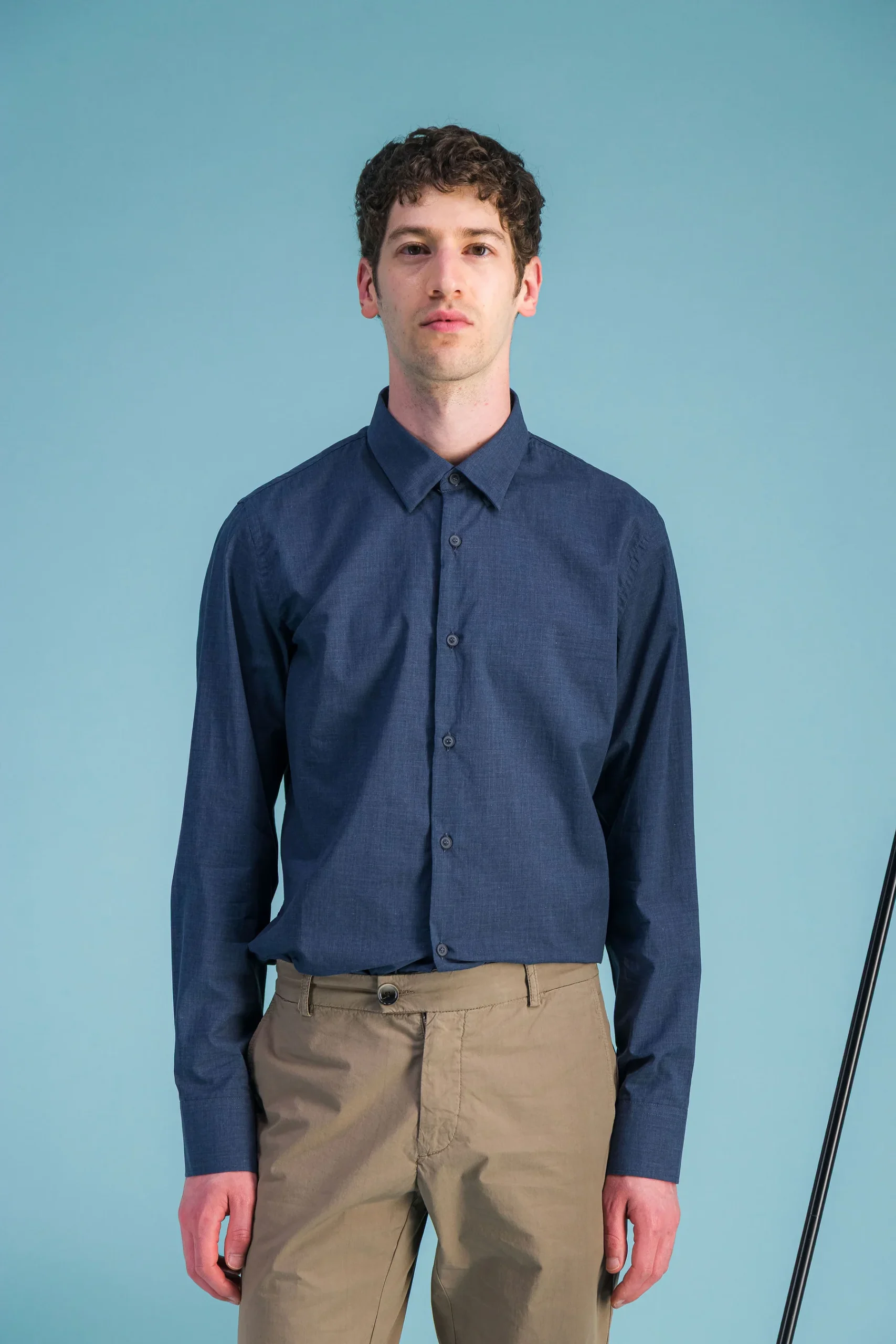 Heather Navy Voile Organic Cotton Shirt Men - JAGVI - Image 2