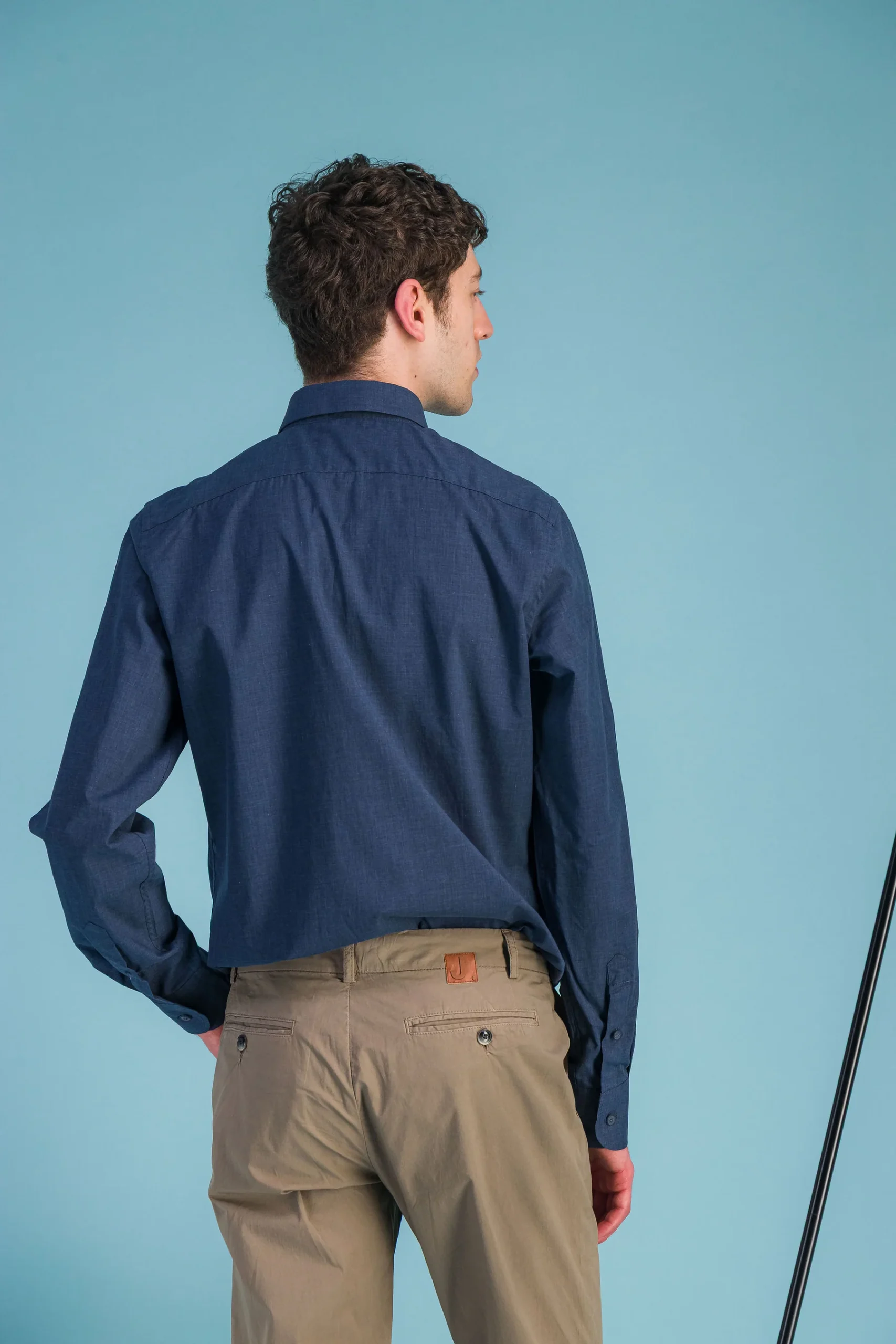 Heather Navy Voile Organic Cotton Shirt Men - JAGVI - Image 3