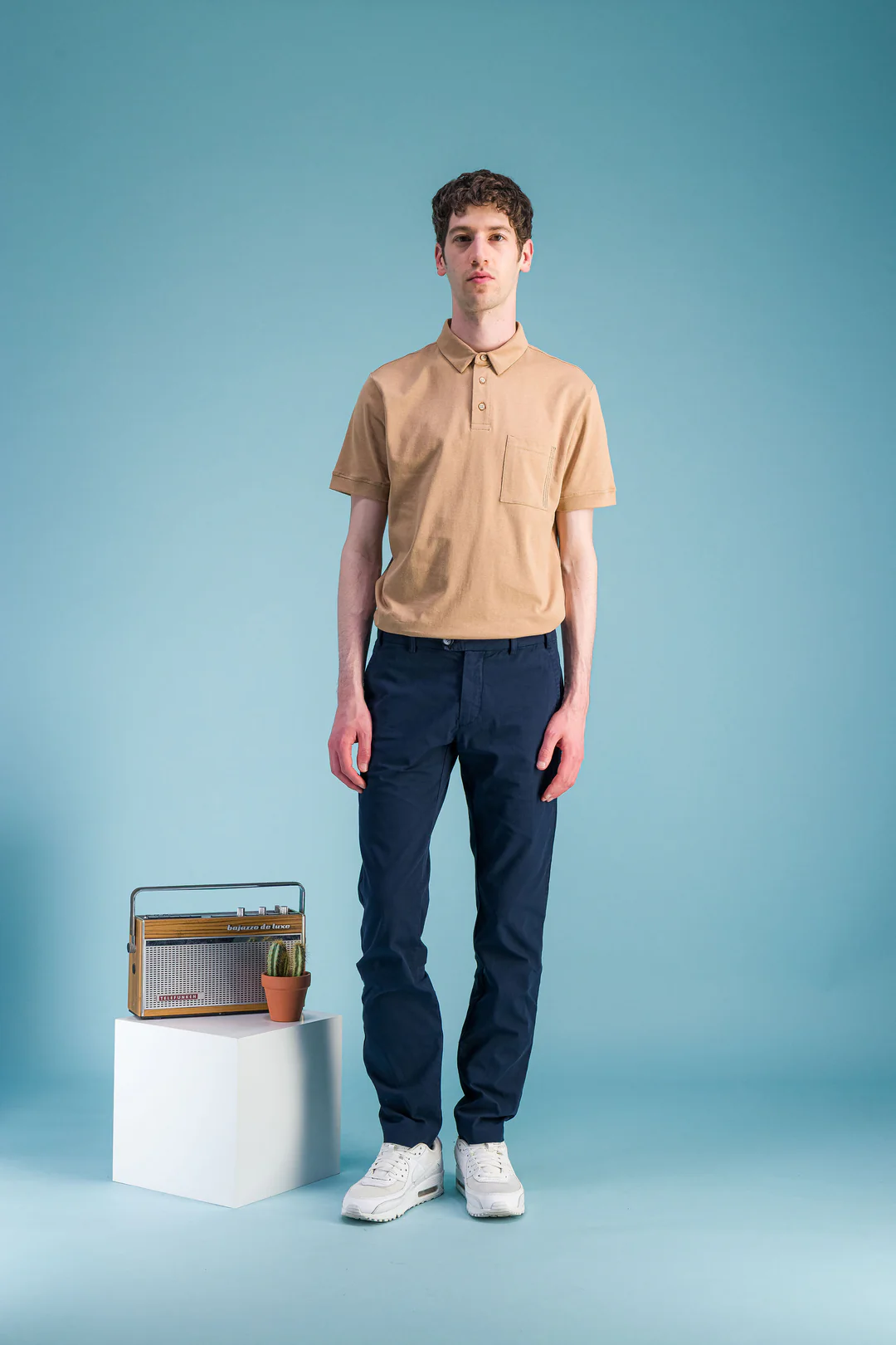 Beige Japanese Organic Cotton Polo Shirt Men – JAGVI - Image 2