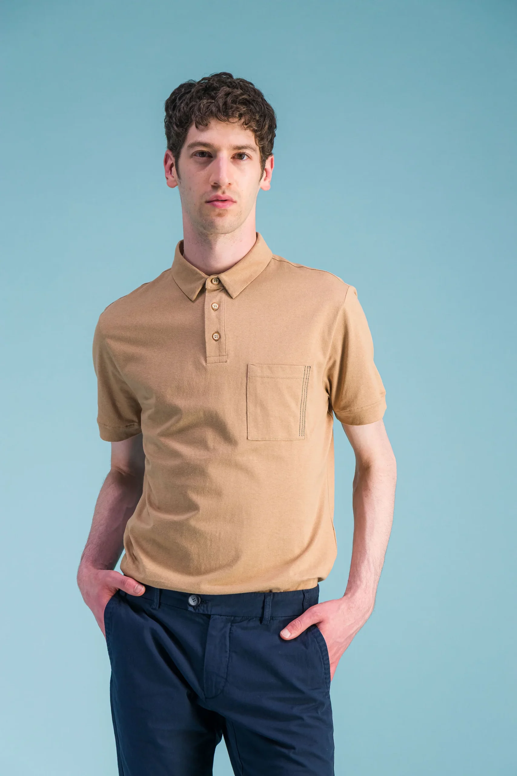 Beige Japanese Organic Cotton Polo Shirt Men – JAGVI