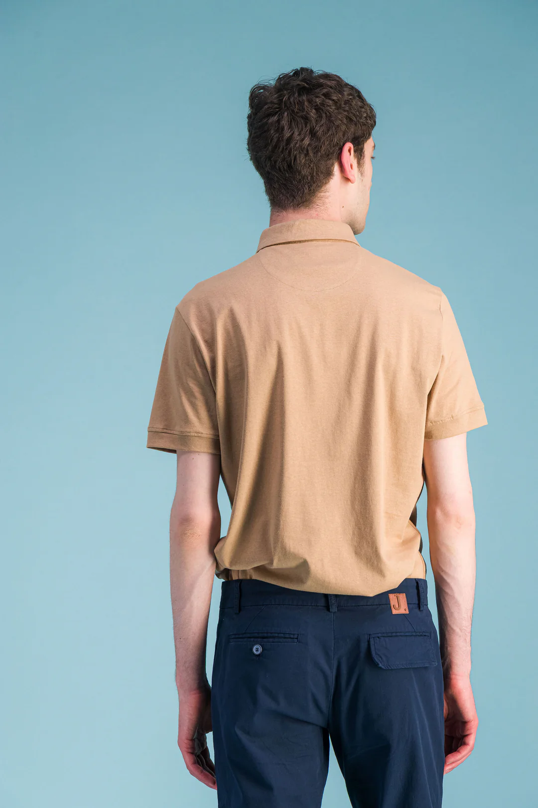 Beige Japanese Organic Cotton Polo Shirt Men – JAGVI - Image 3