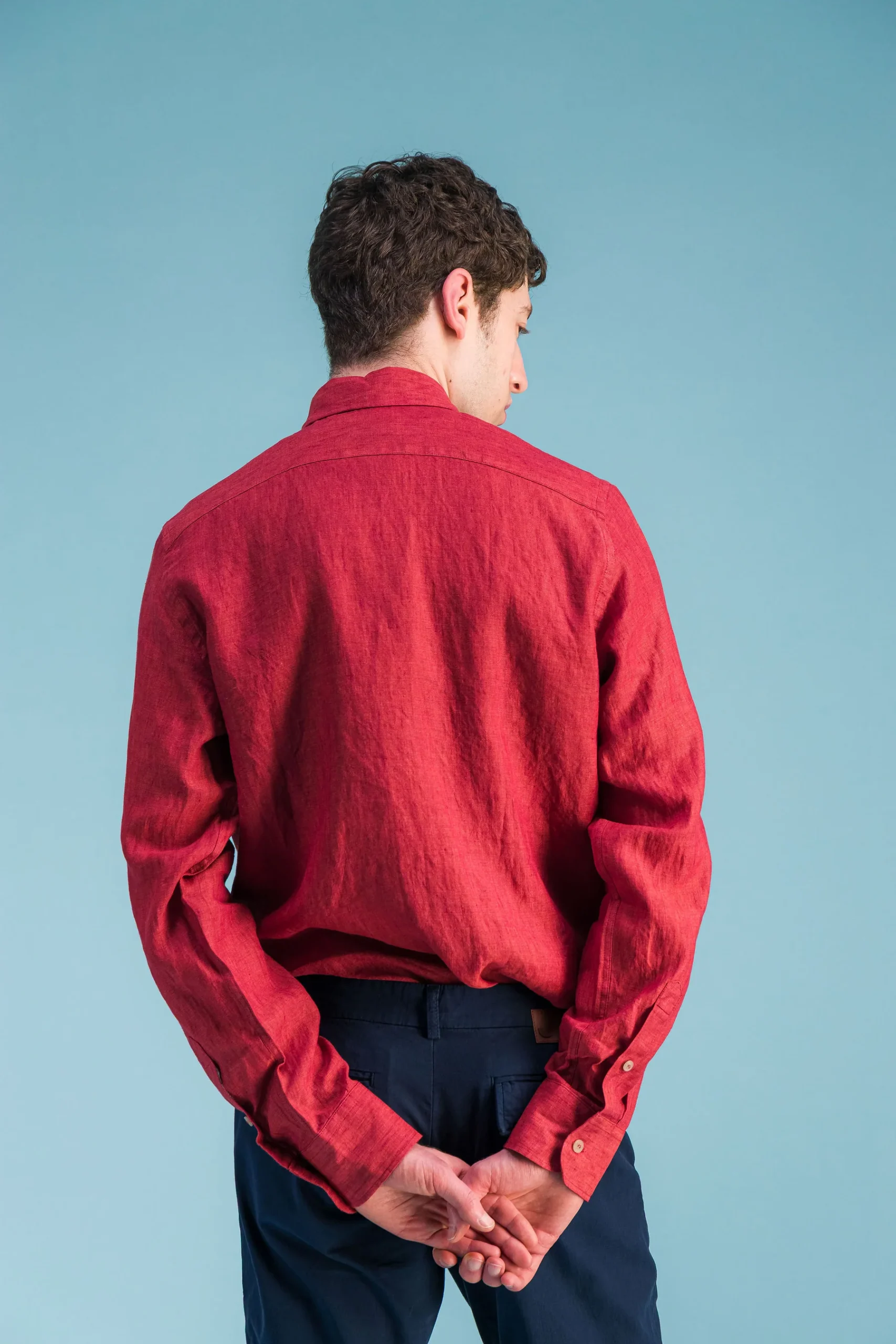 Heather Ruby Linen Men's Shirt – JAGVI - Image 4