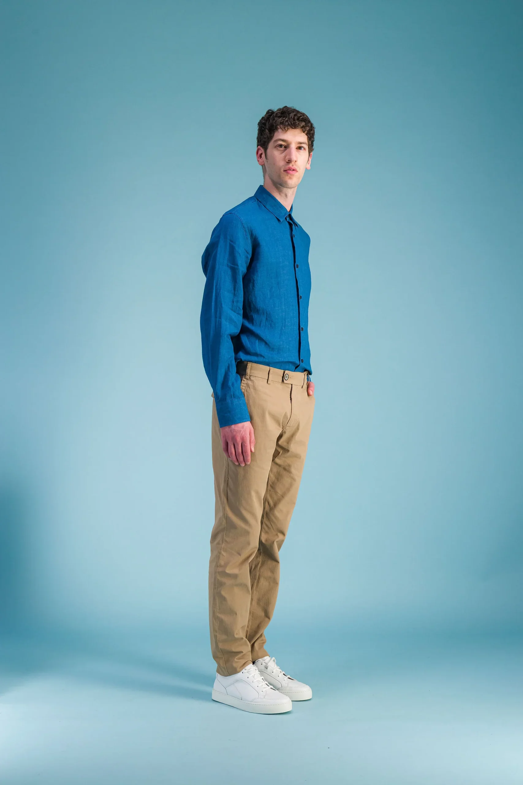 Heather Ocean Blue French Linen Shirt Men – JAGVI