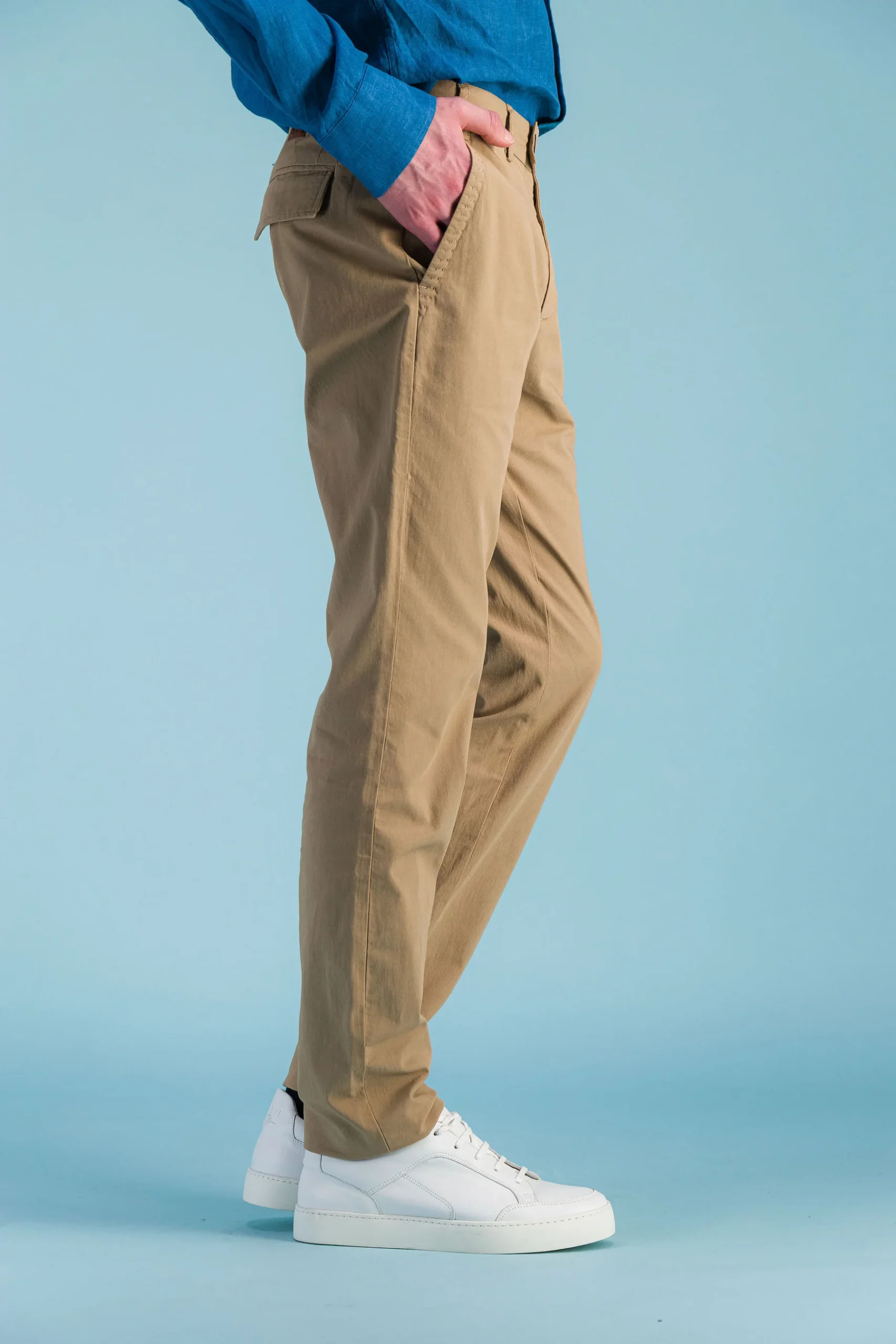 Beige Lightweight Organic Cotton City Trousers Men – JAGVI - Image 3