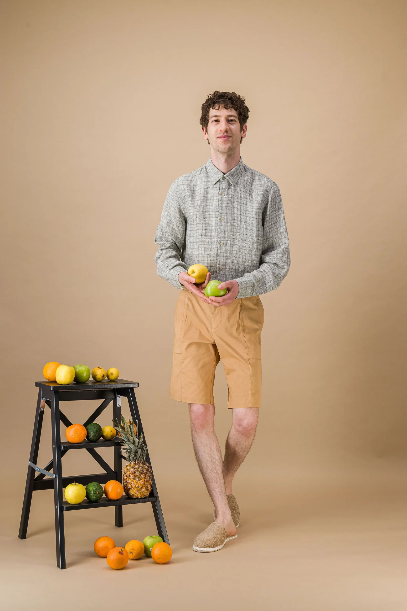 Washed French Linen Shirt — Mottled Military Green