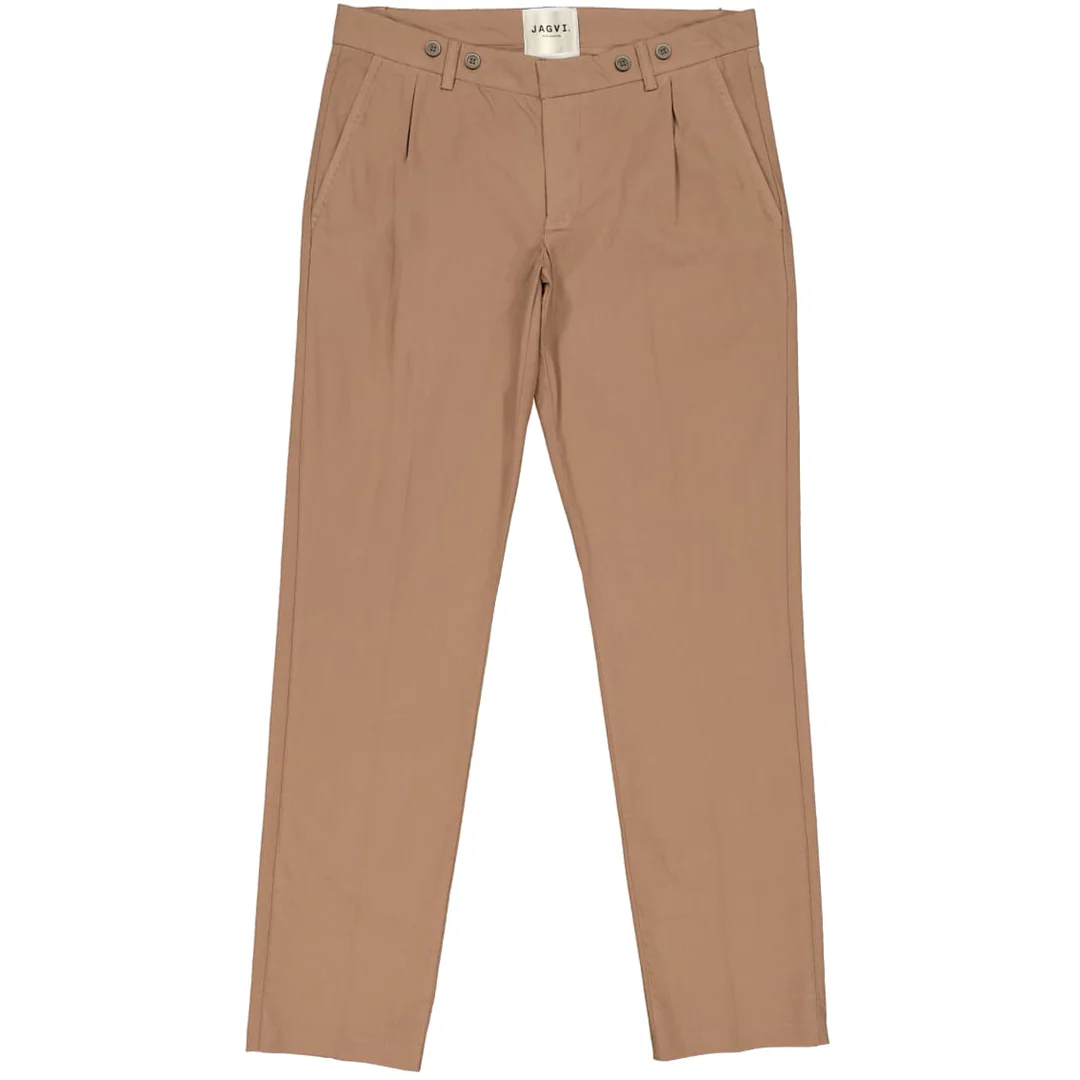 Khaki Darted Organic Cotton City Trousers Men – JAGVI - Image 4