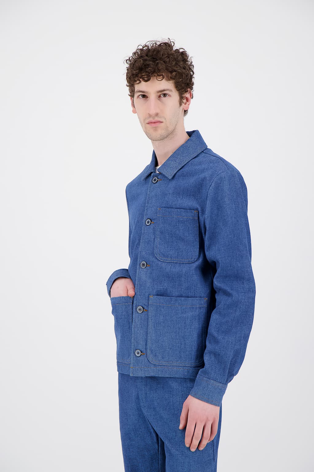 Organic Japanese Denim Workwear Jacket — Denim Blue - Image 2