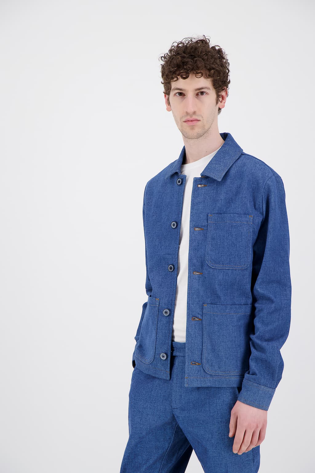 Organic Japanese Denim Workwear Jacket — Denim Blue - Image 3