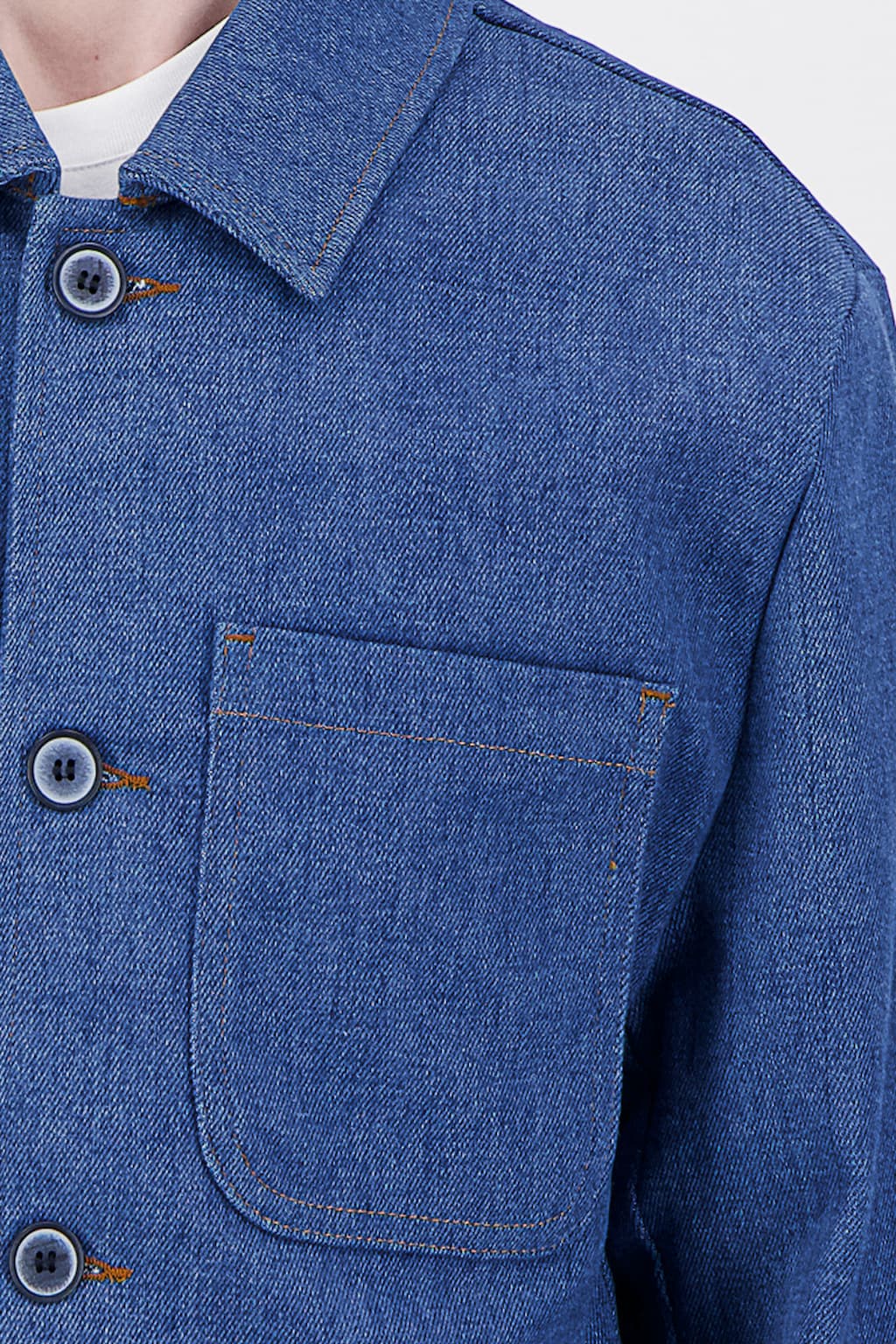 Organic Japanese Denim Workwear Jacket — Denim Blue - Image 7